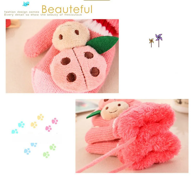  New 0-24 Months Baby Gloves boy Baby girl kids Knitted Gloves Winter Children Warm Rope Mittens Cotton Wool Mittens For Babies (2)