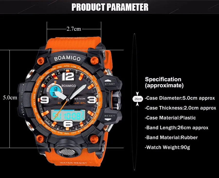 BOAMIGO Brand Analog LED Display Digital Men Watches Dual Display Quartz Watch Water Resistant Fashion Casual Sport Wristwatches (7)