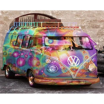 

5D DIY Diamond Painting old color VW Car Scenery Cross Stitch Full Square/Round Diamond rhinestones Christmas Home Decor gift