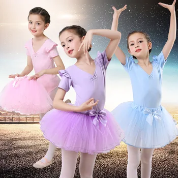

Girls Kids Leotard Gymnastics Clothing Ballet Dancewear Jumpsuit + Tutu Dress Children Latin Dance Costumes H524