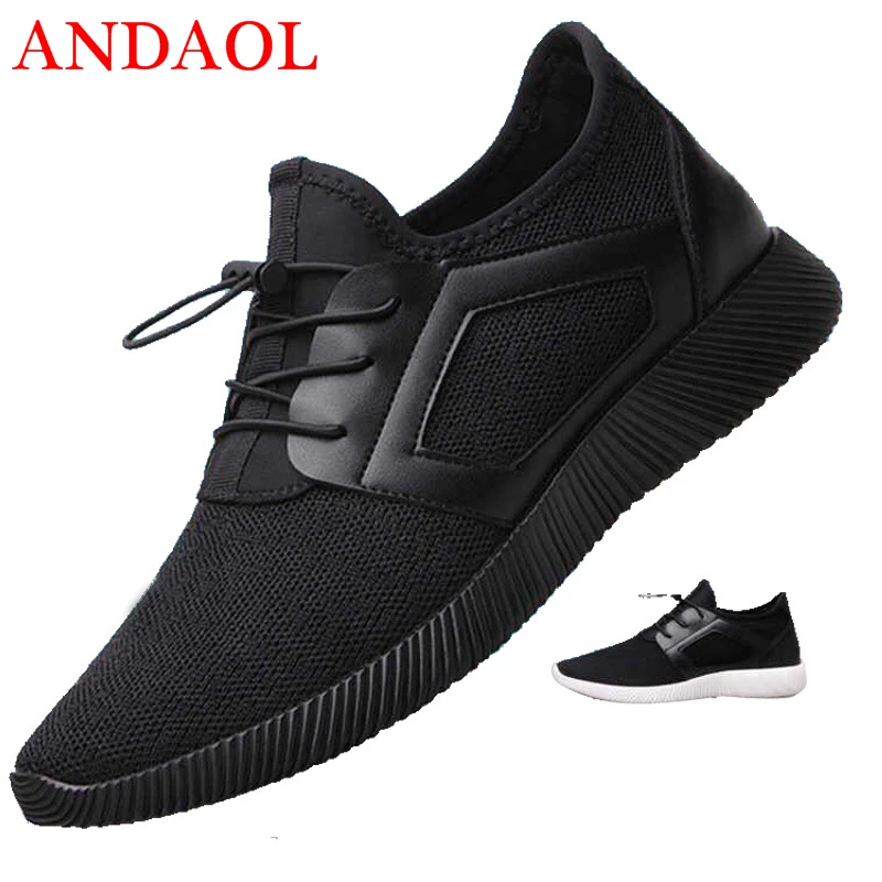 

ANDAOL Men's Casual Shoes Top Quality Mesh Breathable Light travel Sneakers New Luxury Soft Non-Slip Anti-Odor Campus Trainers