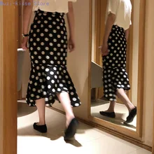 Bobo шифоновая юбка Женская Корейская версия высокой талии длинная юбка-годе ретро элегантная бедра юбка 908