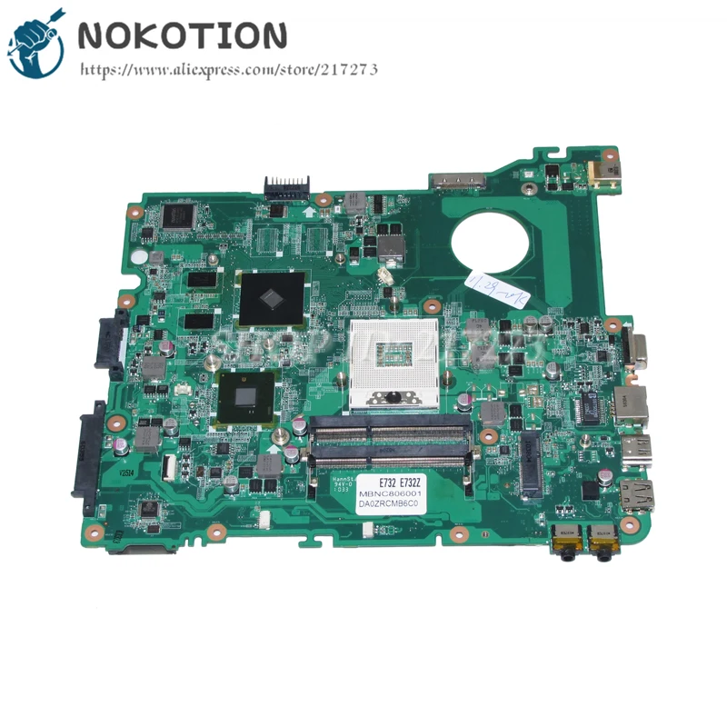 

NOKOTION MBNC806001 DA0ZRCMB6C0 Laptop Motherboard For Acer aspire E732 E732Z MAIN BOARD HM55 DDR3 HD5470 graphics