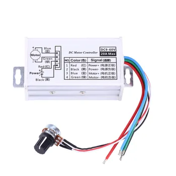 

DC 9V 12V 24V 48V 60V 20A Motor Speed Controller Regulator Driver PWM 25KHz Well Working
