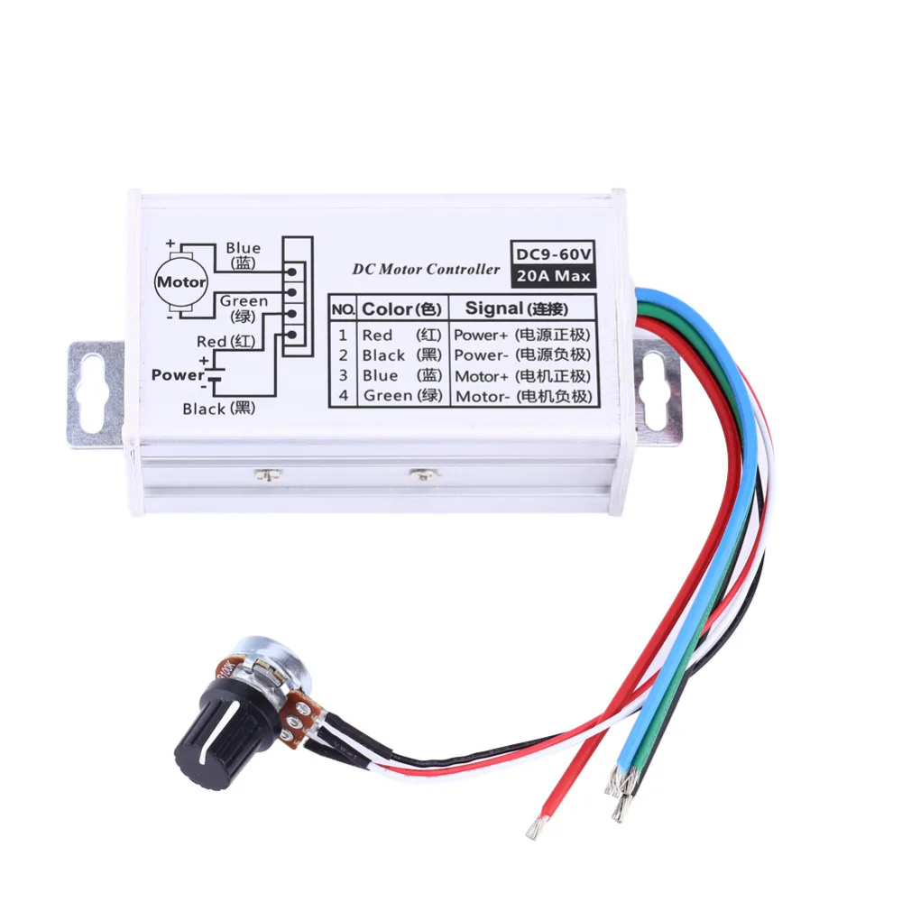 

VBESTLIFE DC 9V 12V 24V 48V 60V 20A Motor Speed Controller Regulator Driver PWM 25KHz Well Working