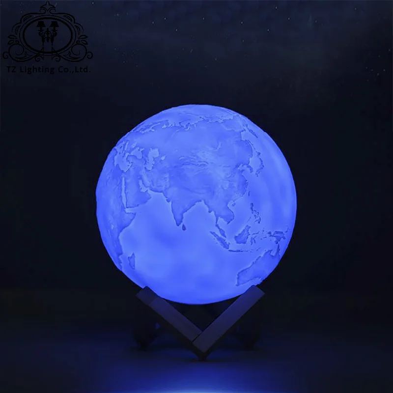 TZ 3D Print Earth Lamp Night Light Modern LED Creativity Bedroom Living Room Restaurant Dimmable Touch Sensor USB Operated Gift | Лампы и