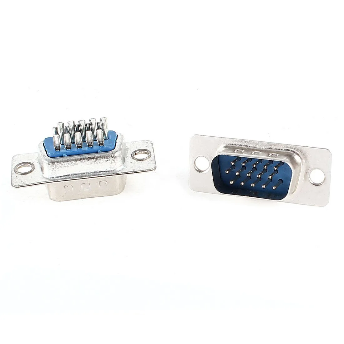 

2 plug DB15 15 pin connector VGA D - Sub connector power supply silver + blue