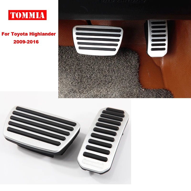 tommia Aluminum Footrest Gas Brake Pedals Pad kit For Toyota Highlander