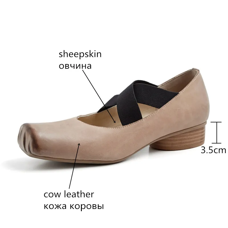Bout Talons 2019 Femme Carré Taille Med Véritable Mode Apricot En Pour Nouvelle Mary Printemps Grande noir Janes Cuir Chaussures 40 34 Moonmeek O4w0qO