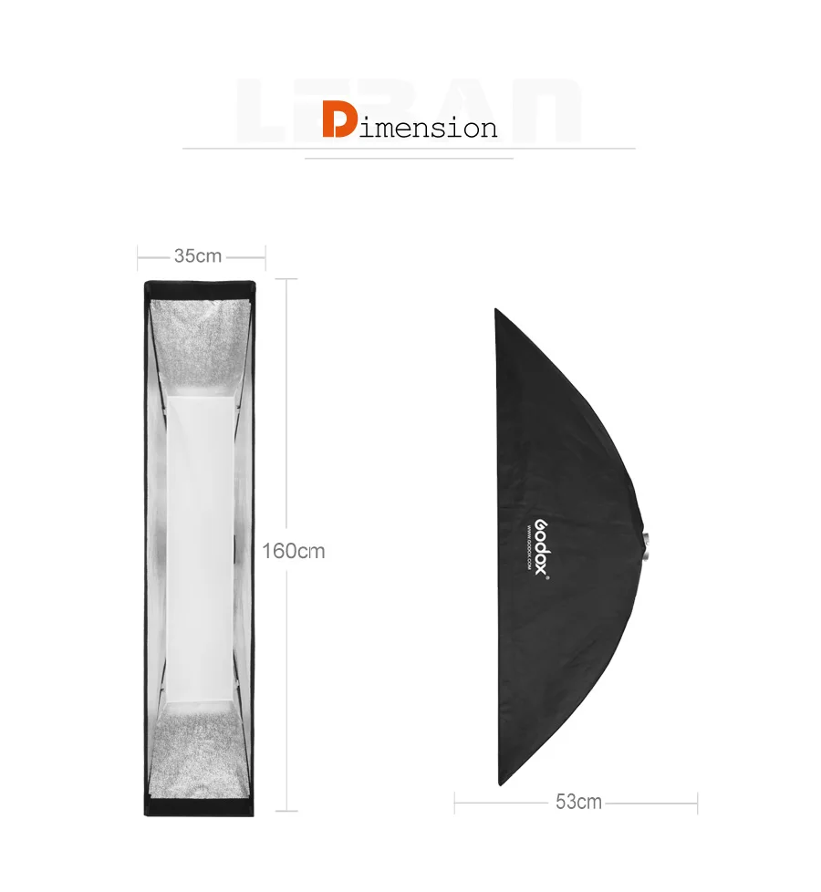 2 шт. софтбокс Godox 35x160 см 1" x 63" Портативный Прямоугольный сотовый софтбокс с решеткой софтбокс с креплением Bowens для студийной вспышки