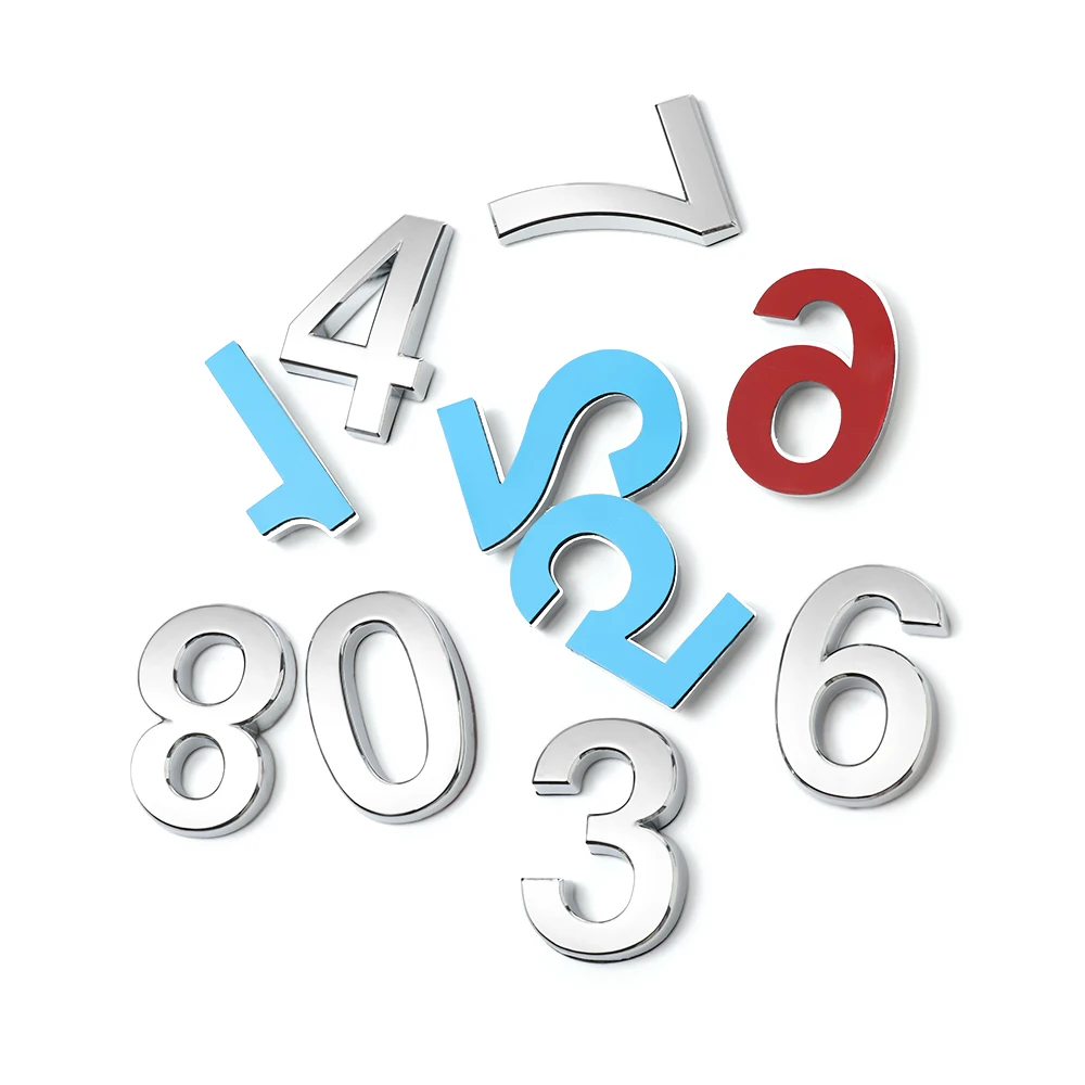

1Pcs Silver Number Modern Plaque Number House Hotel Door Address Digits Sticker Plate Sign 0-9