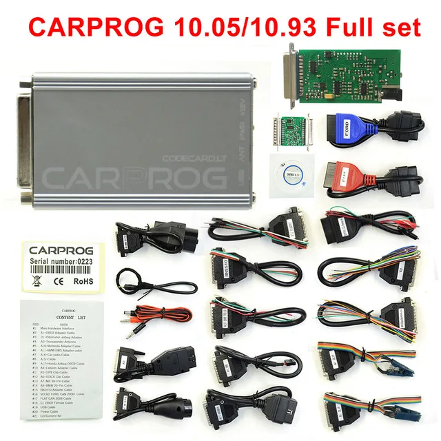 Новейший V8.21 V10.93 Carprog Полный адаптер автомобильный Prog 8,21 с keygen онлайн-программатор для радио/тире/IMMO/ЭБУ инструмент для ремонта авто - Цвет: 10.93 full set