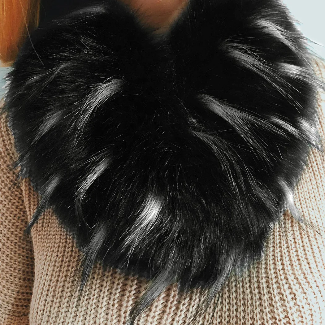 Lady Artificial Faux Fur Collar Trim Hood Scarf Fluffy Shawl Wrap Furry SH
