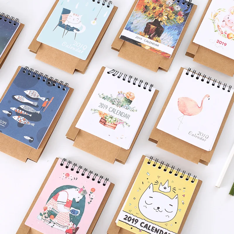 Новый год 2019 милый мультяшный Настольный календарь мини офисный Kawaii Календарь