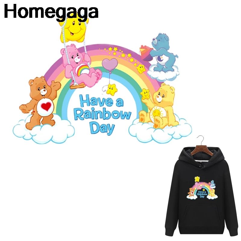 

Homegaga Care bears heat press stickers iron on patches DIY Handmade patches on clothes jacket t shirt thermal transfer D2145