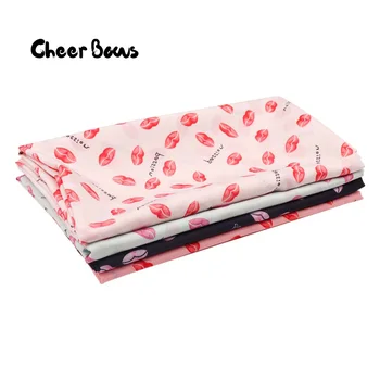 

45*150CM Vintage Chiffon Fabrics Flame Red Lips Pattern Fabric For DIY Shawl Bandana Headband Clothes Patchwork Sewing Materials