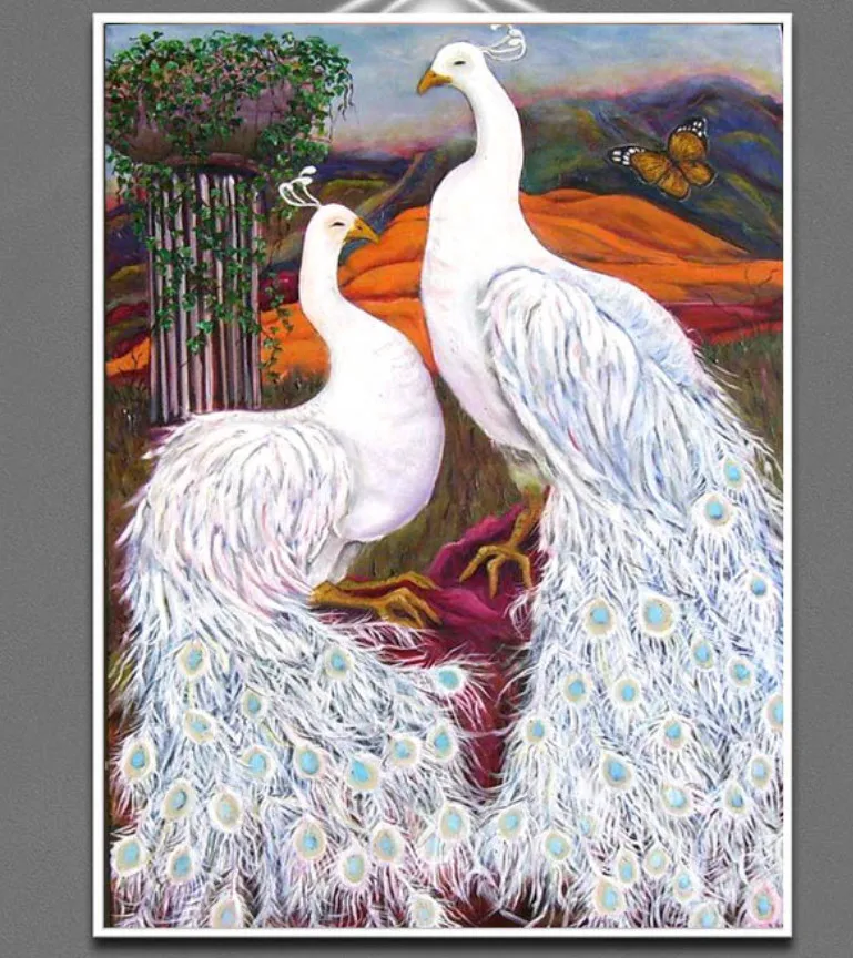

5D Diy Diamond Painting White Peacock 3d Cross Stitch Diamond Embroidery Flores Embroidery Diamonds Wall Stickers Home Decor
