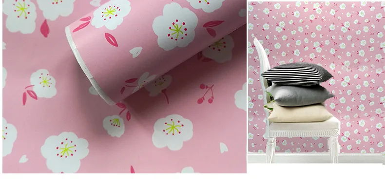 Толстая самоклеящаяся пленка для детской спальни с изображением животных из мультфильмов, рулон бумаги с розовым цветком для детской комнаты, стикер для детской стены