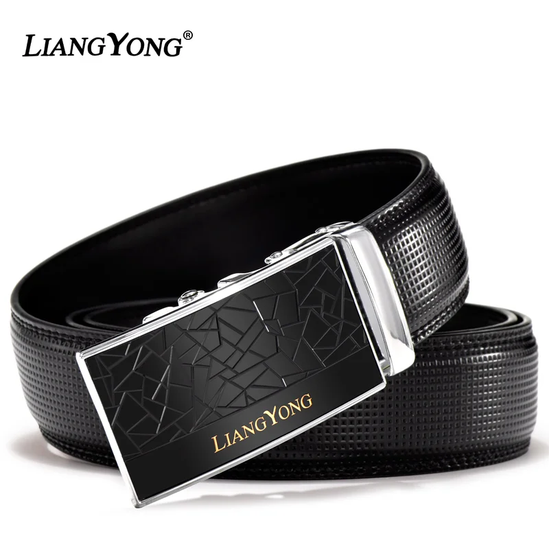 LIANGYONG Men's Leather Belt Good Quality Cowskin Genuine Leather Men's
