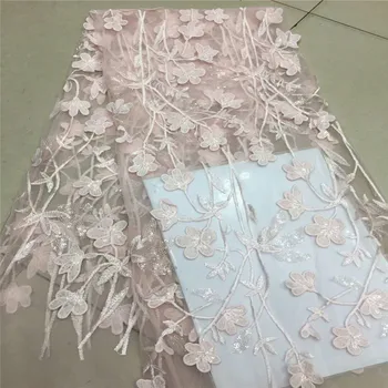 

Stylish Nigerian 3D Lace fabric Nigerian sequin lace fabric African 3D Flowers lace fabric with sequin HJ777-2