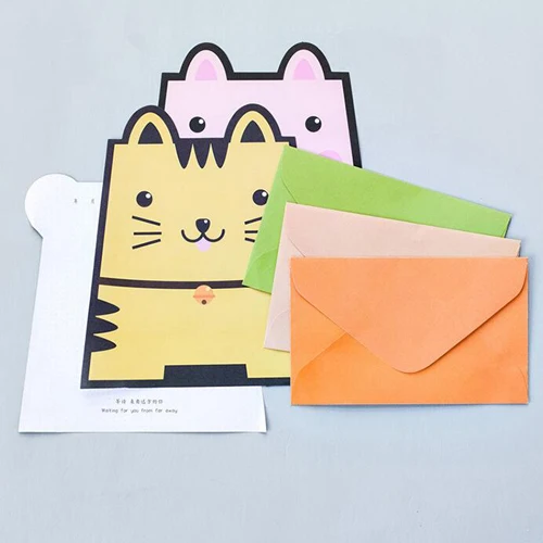 2 компл./лот милых животных Письмо бумаги Симпатичные notepaper конверт офисные