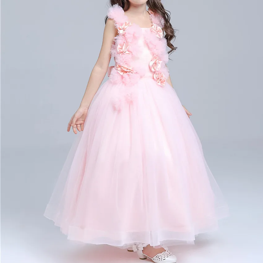 Pink Long Formal Girl Dress Christmas Fancy Kids Party Costume For 3 4 6 8 10 12 14 Year Old ...