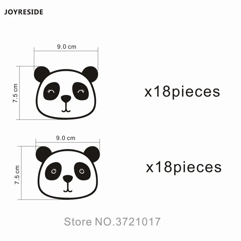 JOYRESIDE 36 قطعة/مجموعة لطيف الباندا صور مطبوعة للحوائط ملصق فينيل للأطفال صبي فتاة طفل غرفة نوم الديكور الفن Remobable ديكور YMX09