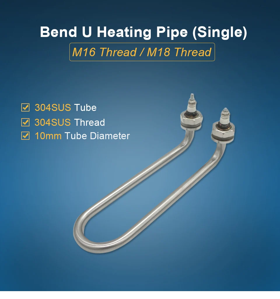 LJXH изгиб одиночный U нагревательный элемент воды. M16/M18 нагреватель резьба, нагреватель для бытовой техники части, 1500 Вт/2000 Вт/3000 Вт