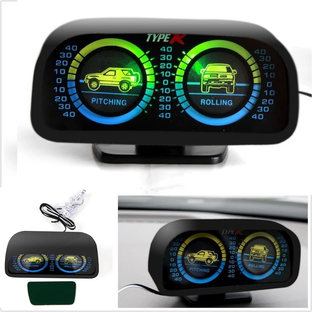  Car Auto Compass adjustableBalance MeterSlope Indicator Land Meter with LED Light For Off-Road Vehi