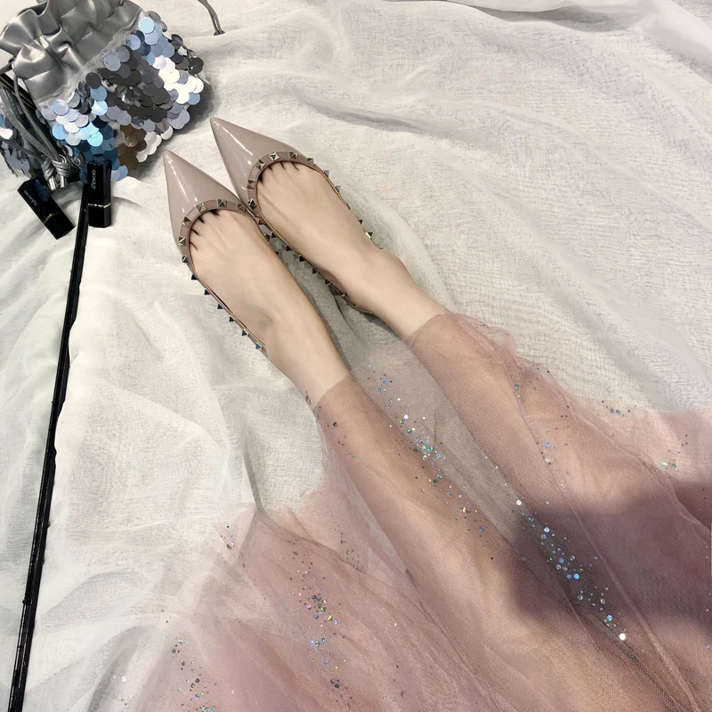 

V rivet women's shoes flat bottom willows pointed shoes 2019 summer shallow flat shoes with ballet shoes