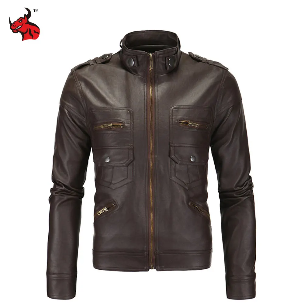 Mens Vintage Motorcycle Jacket Slim PU Leather Jacket Classical Moto Jacket Spring Autumn Stand Collar Motorcycle Clothing Mens Vintage Motorcycle Jacket Slim PU Leather Jacket Classical Moto Jacket Spring Autumn Stand Collar Motorcycle Clothing