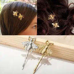 Новый уникальный шпильки с пчелами цвета: золотистый, серебристый сбоку зажим для волос для Для женщин девочек привлекательные аксессуары