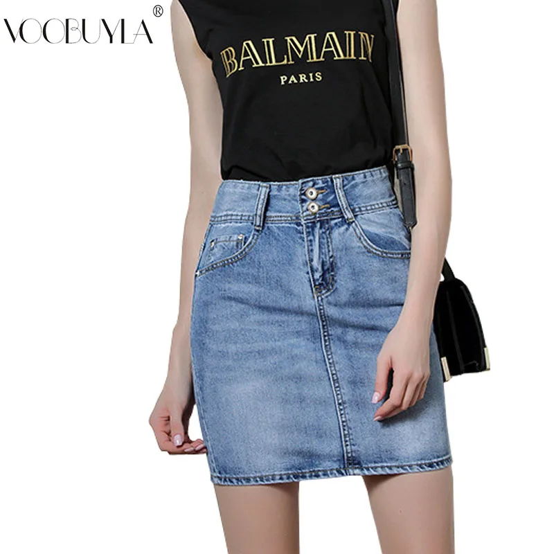 Voobuyla Fashion High Waist Jeans Skirt Women Casual