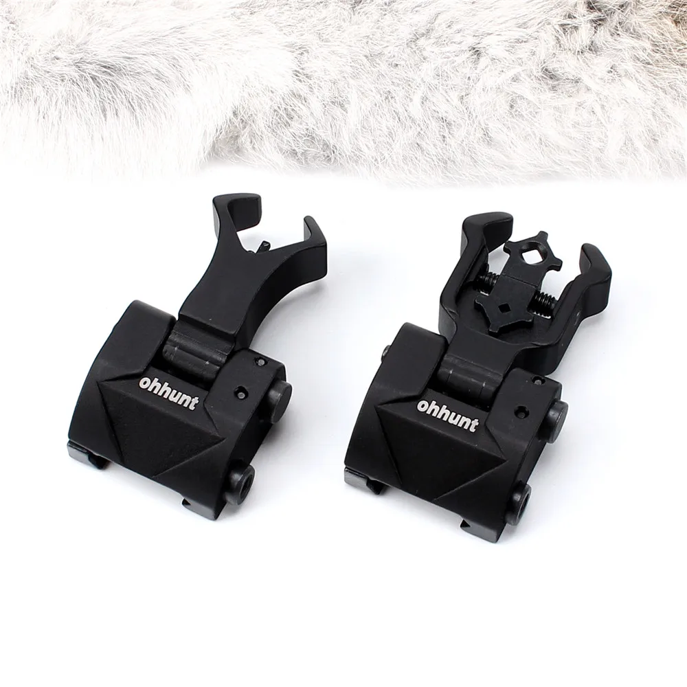 Ohhunt Modelo Tactical Flip up Frente Vista Traseira Vistas Definir Ferro Diamante Aberturas Duplo Windage Ajuste 4 ar 15 Mod. 1271384 5 up frente vista traseira vistas definir ferro