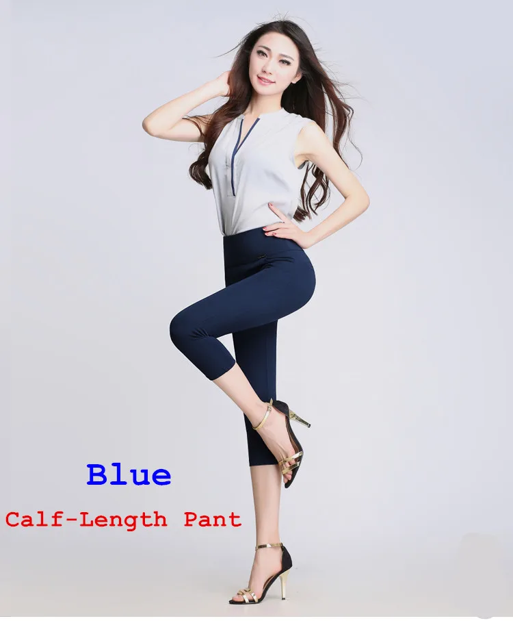 Утолщенные теплые бархатные женские зимние брюки, черные, красные, синие Стрейчевые узкие брюки с высокой талией, Женские флисовые офисные брюки - Цвет: Blue