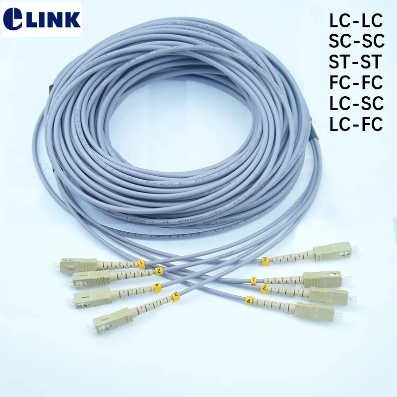 

50mtr 4 core Armored fiber patchcords SC LC FC ST UPC APC Multimode 4 fibers Armored optical fibre jumper cable ELINK ftth 50M