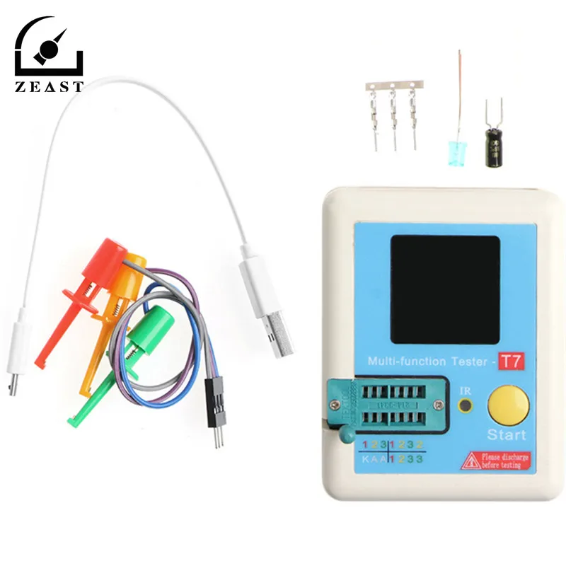 

T7 Transistor Tester Multifunctional Tester TFT Diode Triode Capacitance Meter L CR ESR Meter NPN PNP MOSFET IR Tester