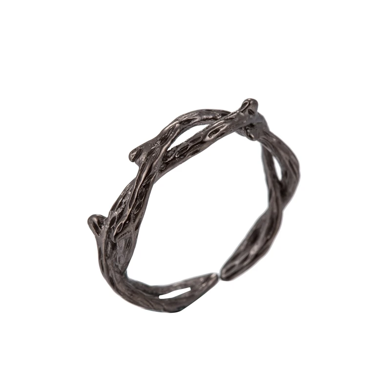 Shuangshuo Vintage Twig Ring Black Tree Branches Rings for Women Plant Fashion Jewelry Wedding Rings Engagement Ring bague femme