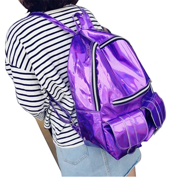 

new ladies men teens holographic laser backpack travel bag school adult men women boys girls backpack schoolbag bookbag hot sale