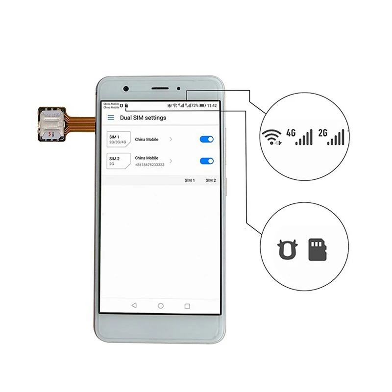 

Universal TF Hybrid Sim Slot Dual SIM Card Adapter Micro SD Extender Nano Cato for Android Phone For Xiaomi