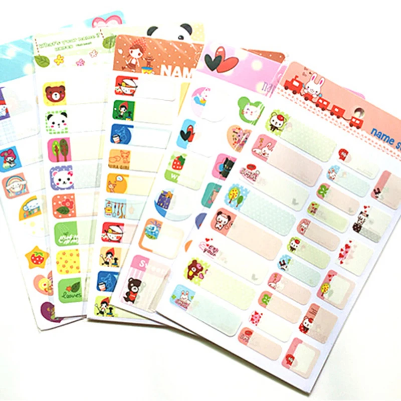 

2sheets/lot Water Proof Decals Cartoon Name Stickers Multicolour Labels Tags Children Stickers Business Labels