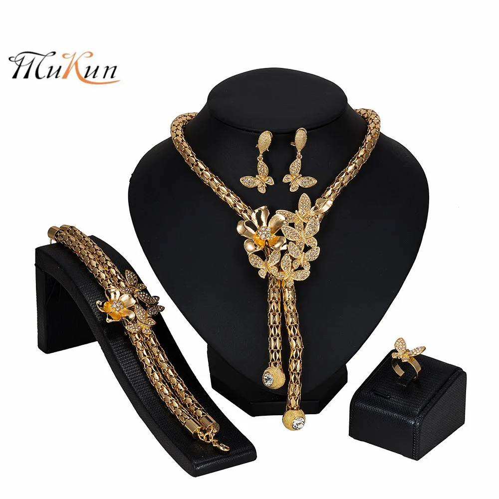 

MUKUN Fashion African Jewelry Set Wholesale Dubai Gold Jewelry Set Women customer nigerian Wedding Brand Jewelry set Design Gift