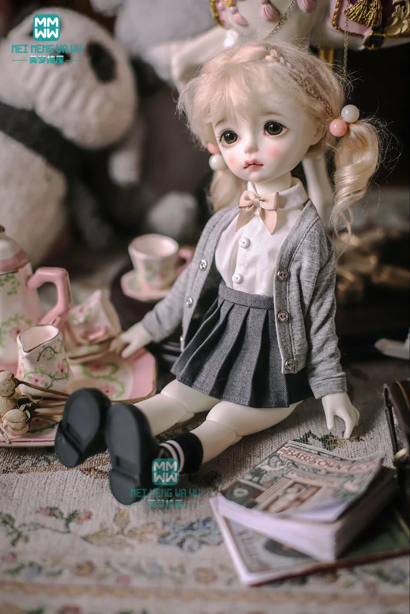 Кукольная одежда подходит для 27-30 см 1/6 BJD кукла серый Модный студенческий вязаный