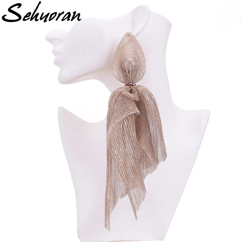 

Sehuoran 2018 Trendy Style Oorbellen Long lace Earrings For Women Statement Pendientes Fashion Jewelry Wedding Earrings Gifts