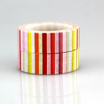 

10 rolls/lot Rainbow Stripes Christmas Washi Tape Japanese Paper 15mm*10m Cute Masking Tape Photo Album Diy Decorative Tapes