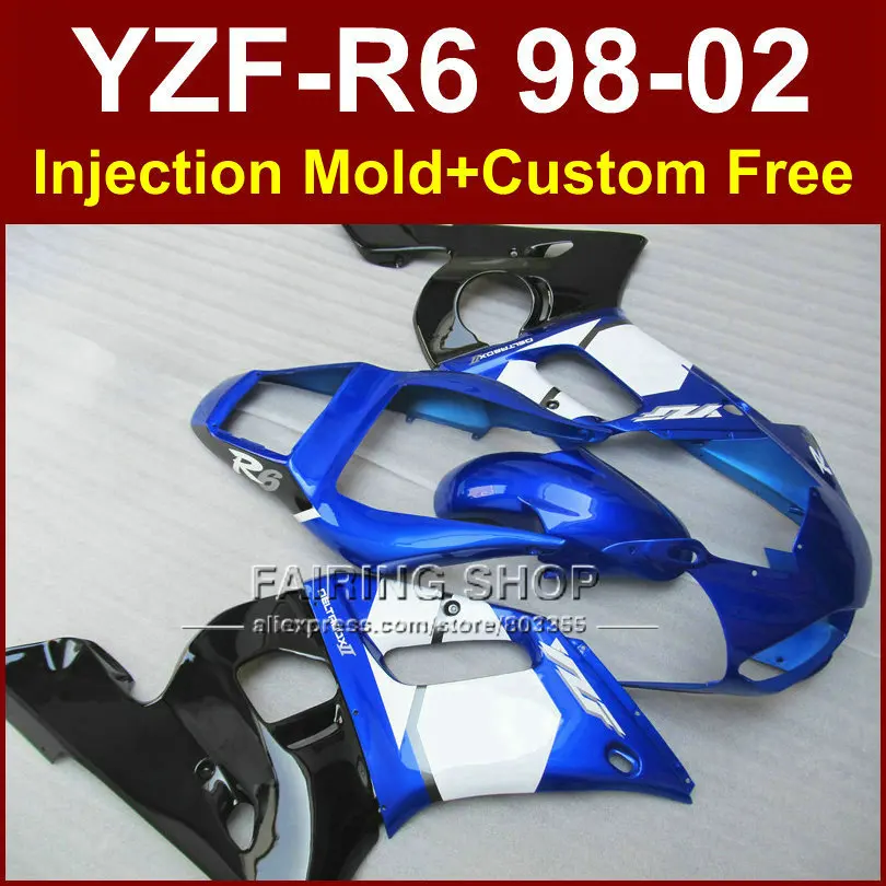 Body motorcycle fairing kit for YAMAHA YZF R6 1998 1999 2000 2001 2002 fairings YZF1000 glossy blue bodyworks YZF R6 98-02 DF6E