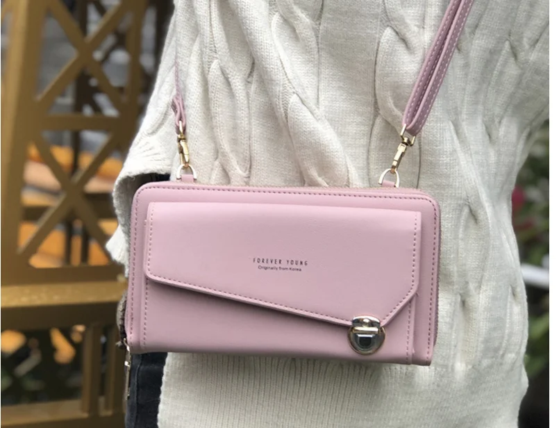 

Fashion Women Crossbody PU Leather Letter Wallets Card Holder Phone Coin Pocket High Capacity Purses Clutch Money Chain Bag D465