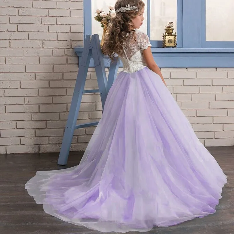 

Raisevern Girls Weeding Party Prom Flower Girl Dress for Weddings Vestidos Girl Kids Princess Clothes