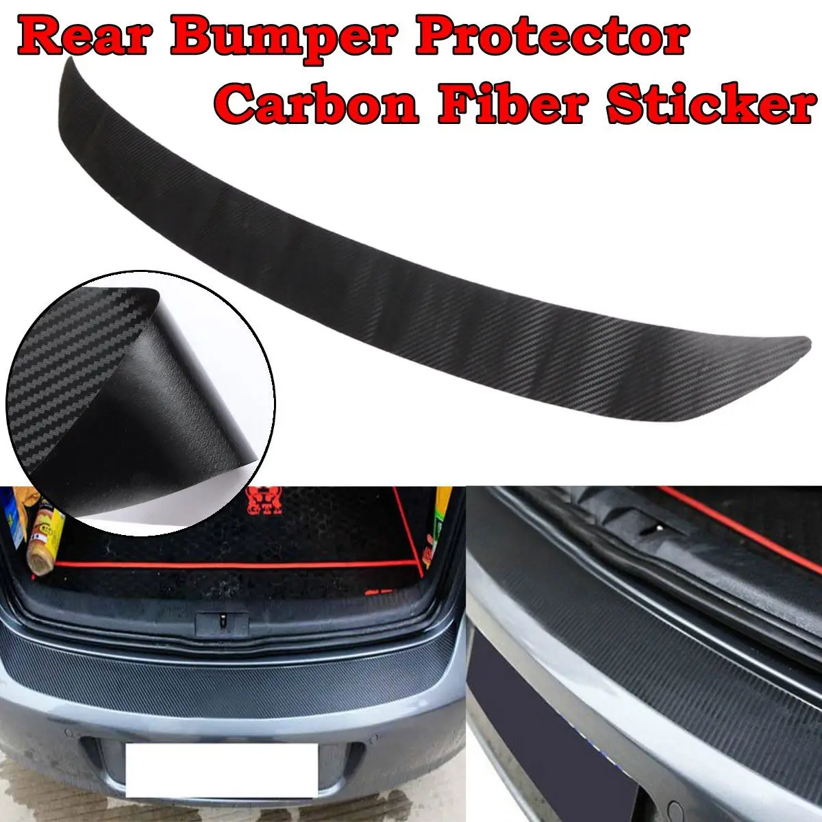 

Black Carbon Fiber Car Rear Bumper Strips Protection Door Side Edge Sticker Trim For VW /Golf /MK6 /GTI /R20 Car Styling