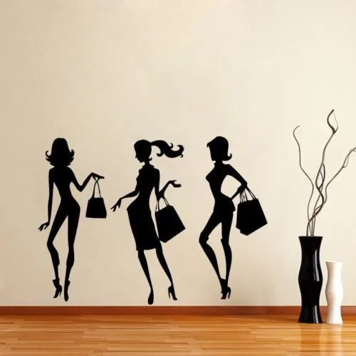 Hot Sexy Girl Shopping Beauty Salon Shop Window Mural Art Vinyl Wall